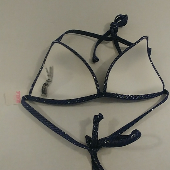 PINK Victoria's Secret Sparkly Blue Bikini ๐ Top - Picture 7 of 8